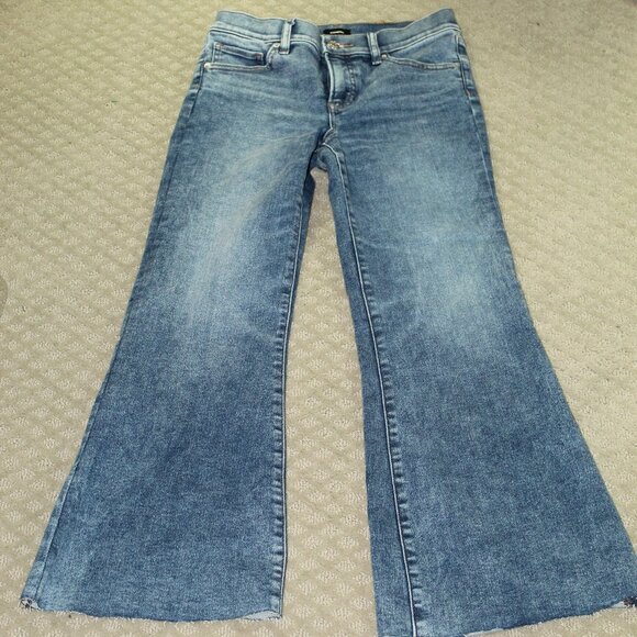 Express 70's Flare Mid Rise Women's Size 2S Wide Leg Blue Jeans - Picture 1 of 7